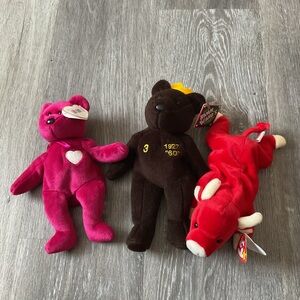 Ty & balm bean is Brown, and Red Stuffed Animal Set